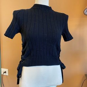 a black Express crop top